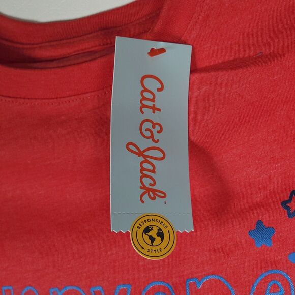 NWT GIRLS Together Everyone Red White & Blue T-Shirt Cat & Jack Size Medium 8/10 - Picture 4 of 6